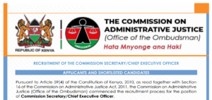 Commission on Administrative Justice Shortlists 10 Candidates for CEO Position – Interviews Set for June 16, 2026