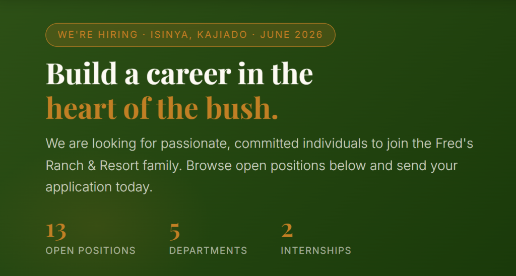 Freds Ranch And Resort Hotel Jobs 2026: Assistant Food And Beverage Manager, Accountant And Internships