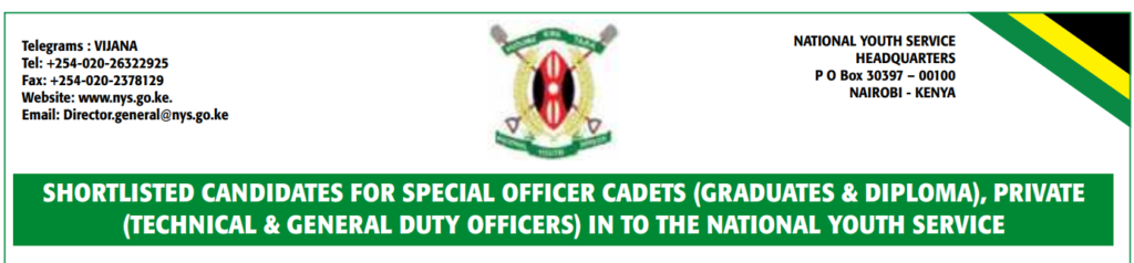 National Youth Service Announces Shortlisted Candidates for Officer Cadets, Privates & Technical Positions – Interviews Set for June 30, 2026