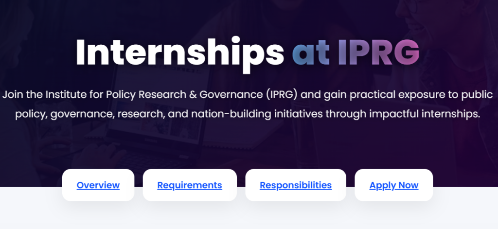 The Institute for Policy Research and Governance (IPRG) Opens Applications for 2026 Remote Research Internship Programme