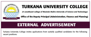 Turkana University College Announces 4 Job Vacancies for 2026; How to Apply